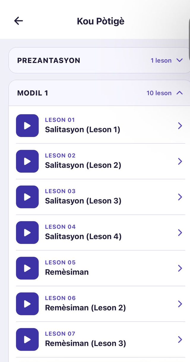 Kou pòtigè nan app AYZI