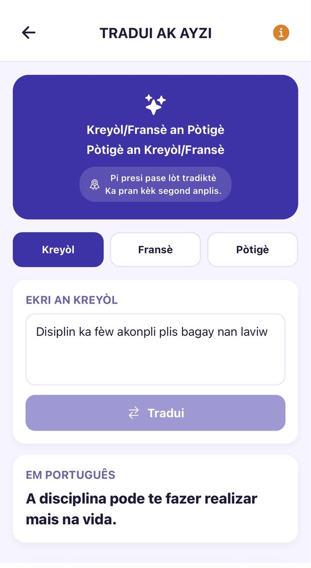 Traduisez n'importe quelle phrase entre créole, français et portugais